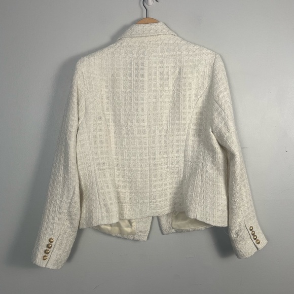 Sam Edelman Cheryl Open Front Crop Blazer in arctic wolf cream gold size XL - Picture 10 of 10